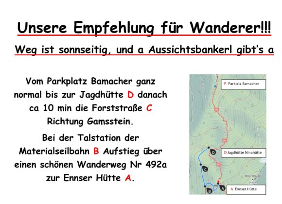 Seilbahnsteig, von unten Im März & April haben wir von Freitag bis Sonntag geöffnet!