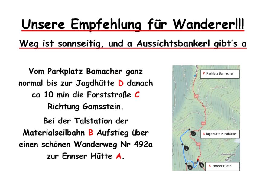 Seilbahnsteig, von unten Im März & April haben wir von Freitag bis Sonntag geöffnet!